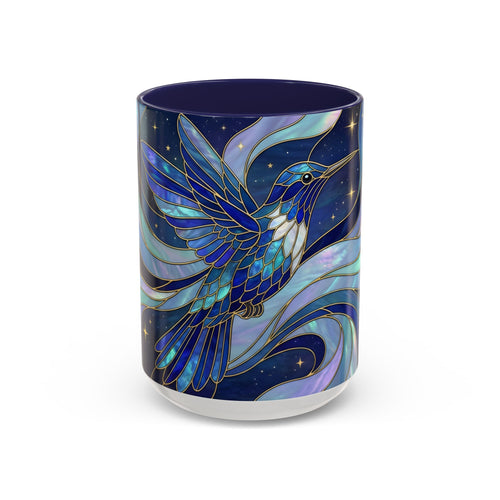 Blue Glow Hummingbird Stained Glass Style Mug