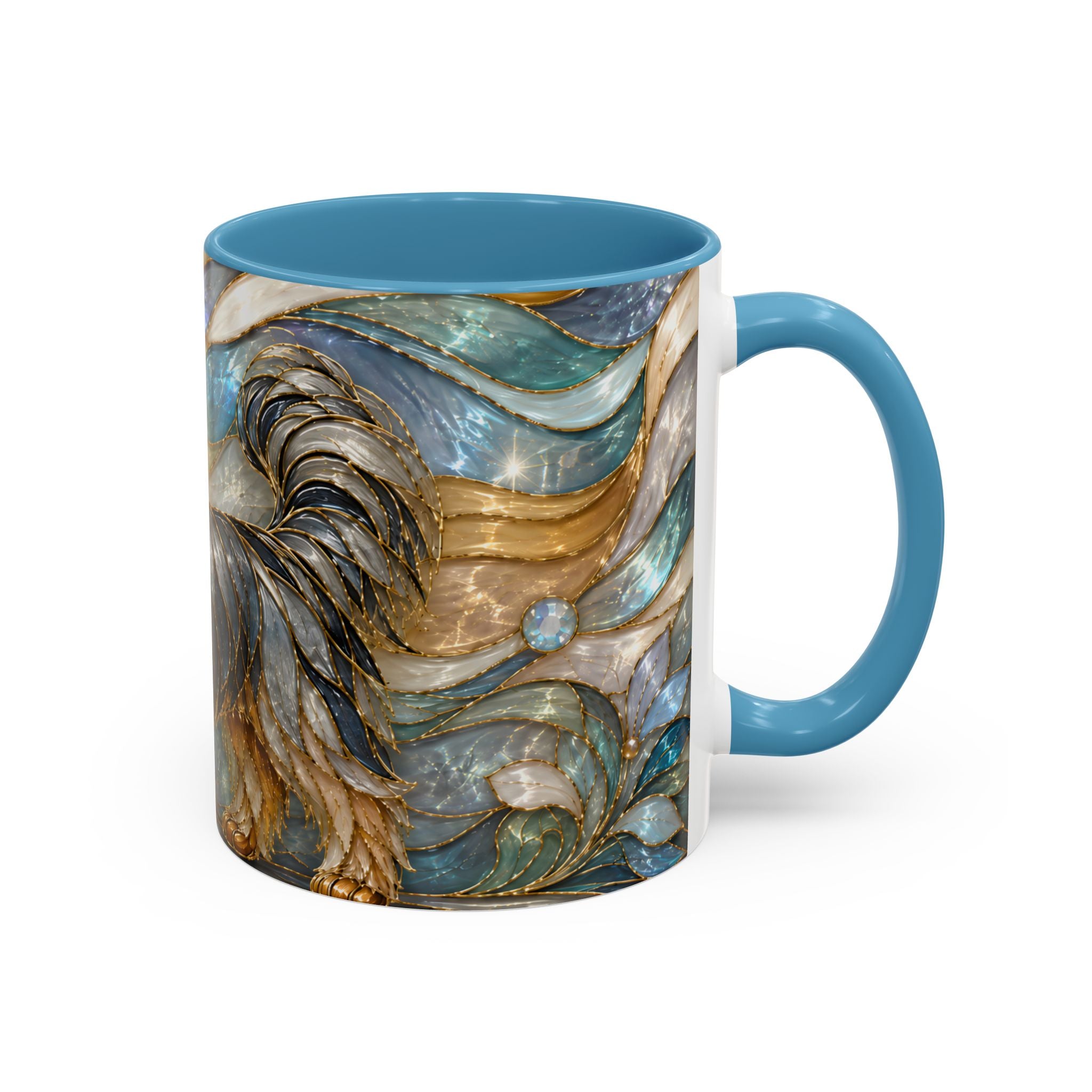 Blue Glow Yorkshire Terrier Stained Glass Style Mug
