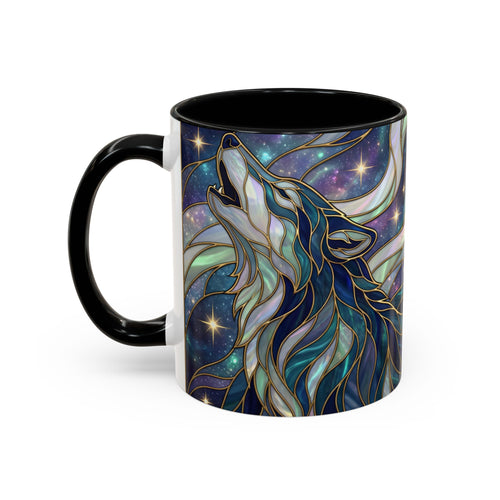 Starlight Wolf Stained Glass Style Mug
