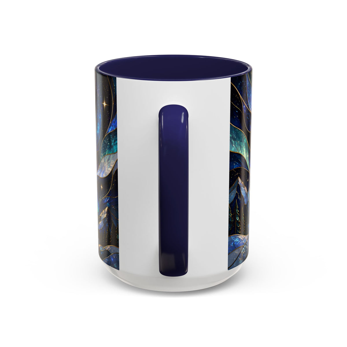 Aurora Mountain Wolf Stained Glass Style Mug