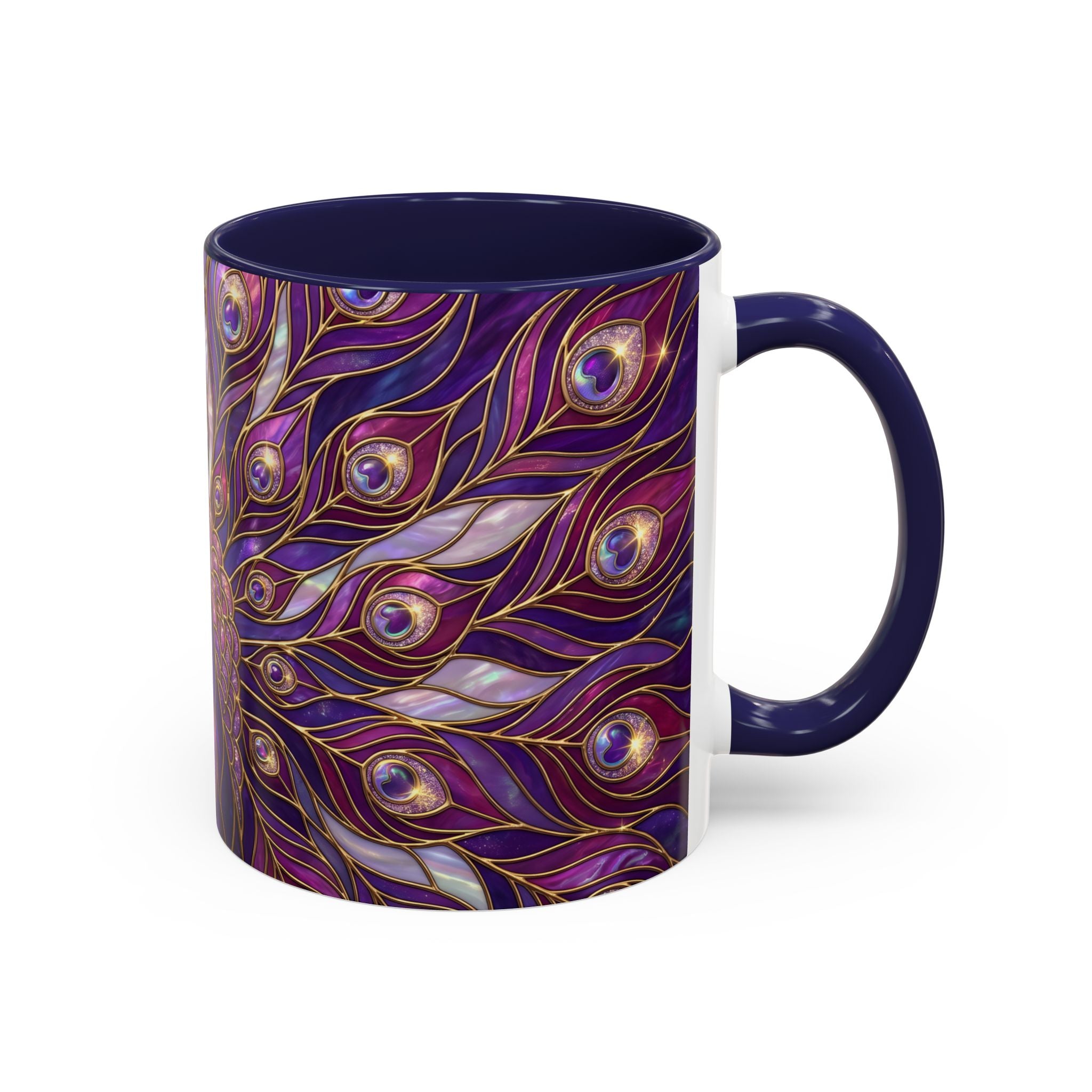 Purple Peacock Stained Glass Style Mug
