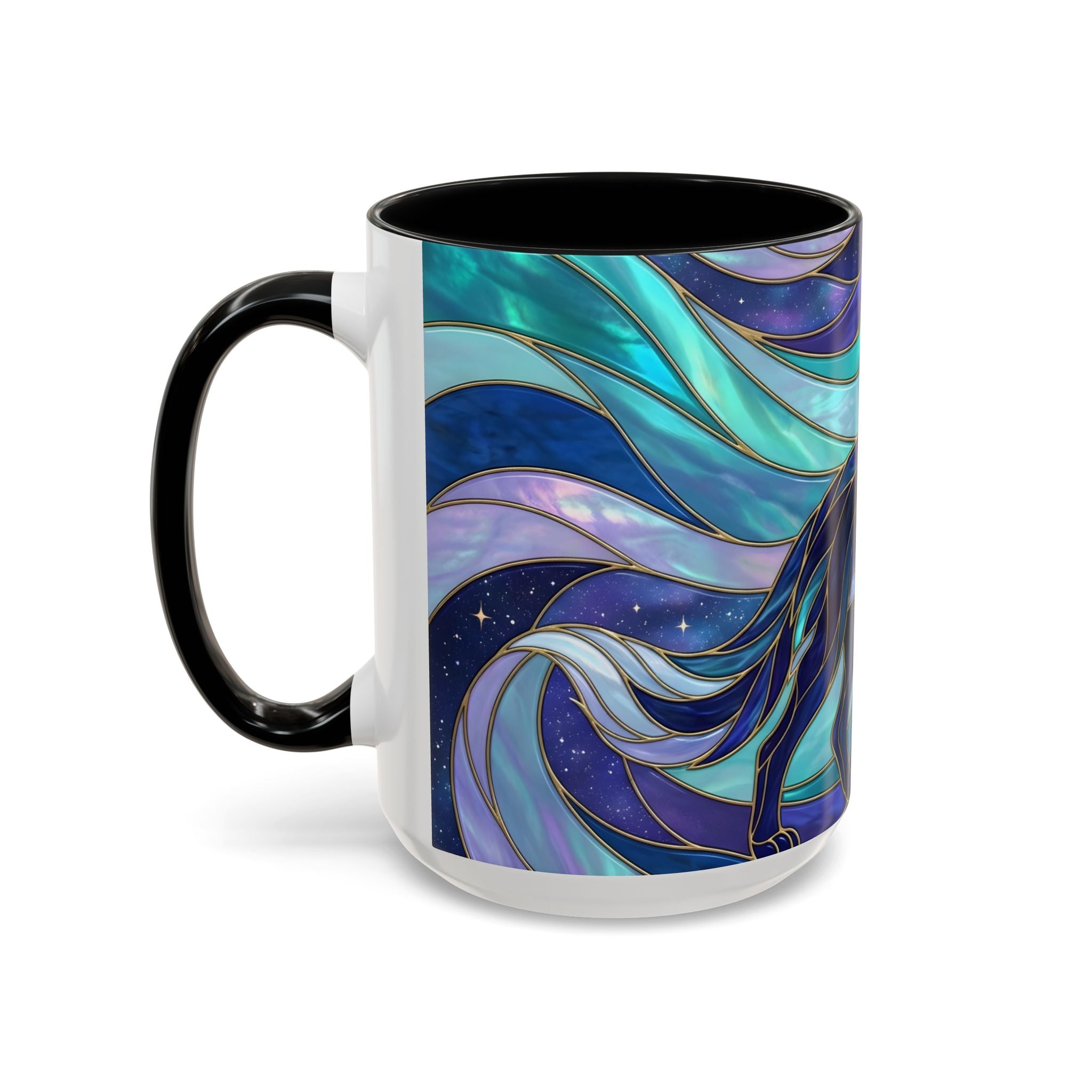 Celestial Wolf Stained Glass Style Mug