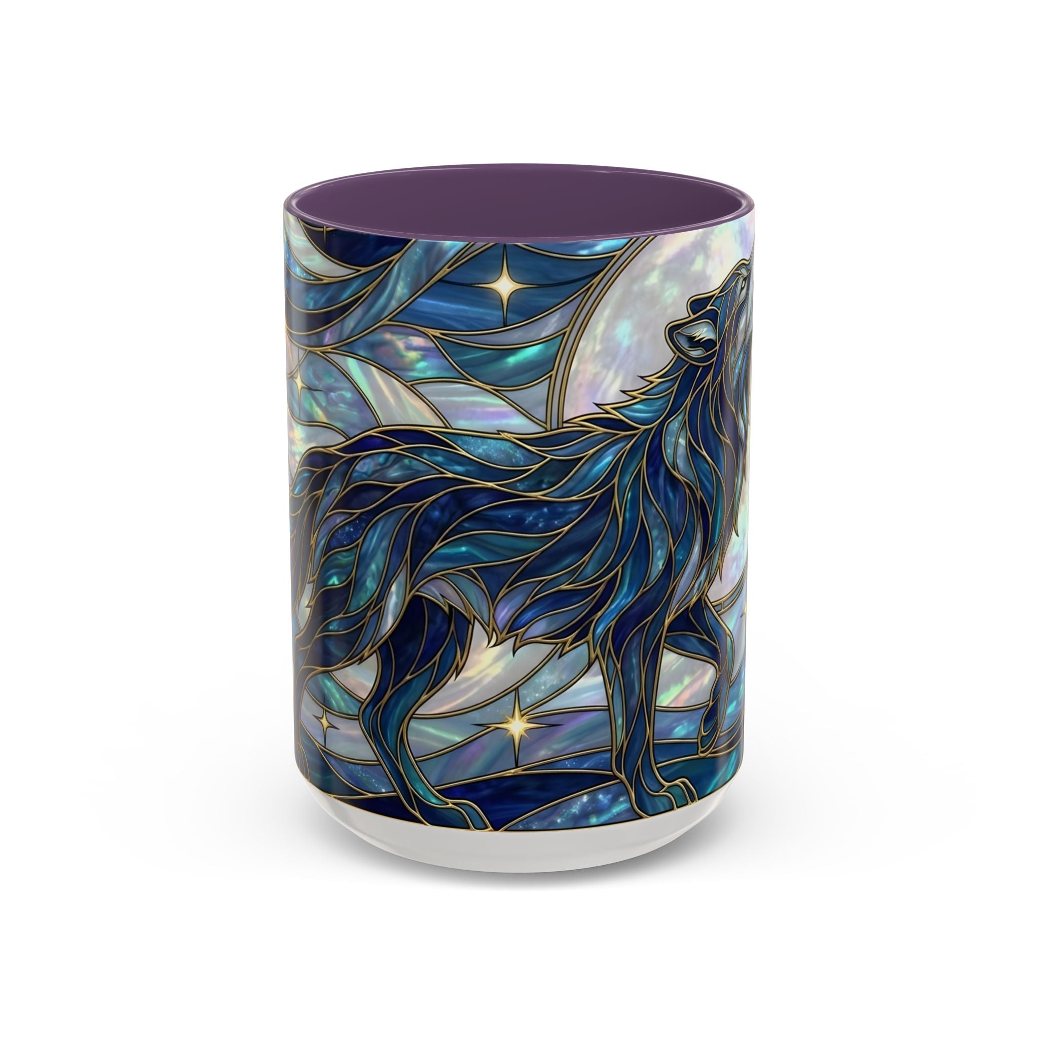 Sapphire Wolf Stained Glass Style Mug