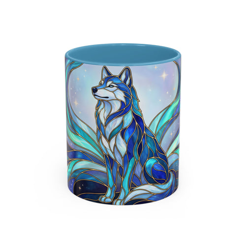 Aurora Wolf Stained Glass Style Mug