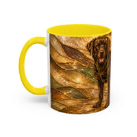 Honey Glow Chocolate Labrador Retriever Stained Glass Style Mug