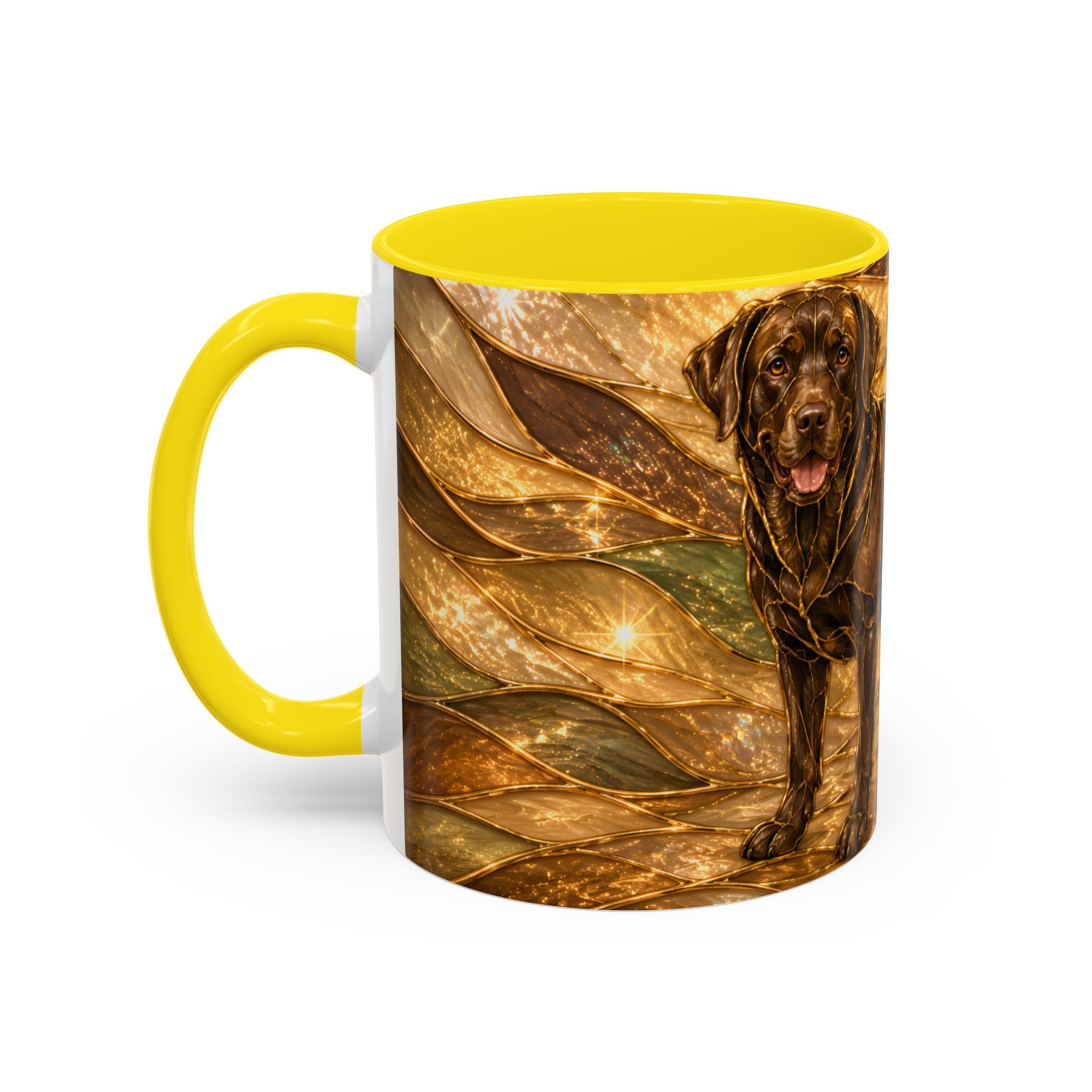 Honey Glow Chocolate Labrador Retriever Stained Glass Style Mug