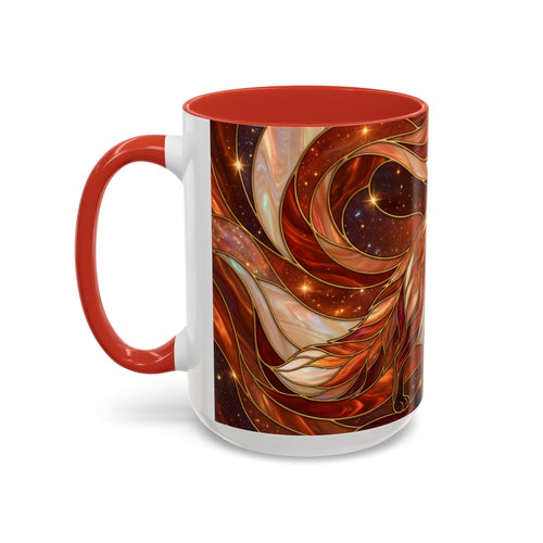 Ruby Glow Fox Stained Glass Style Mug