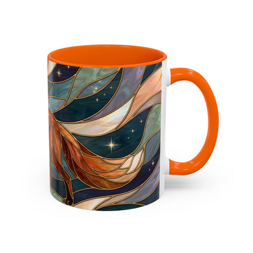 Teal Night Fox Stained Glass Style Mug