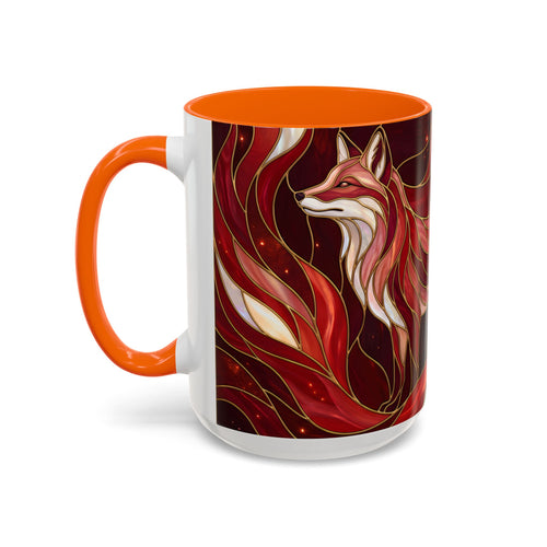 Scarlet Glow Fox Stained Glass Style Mug
