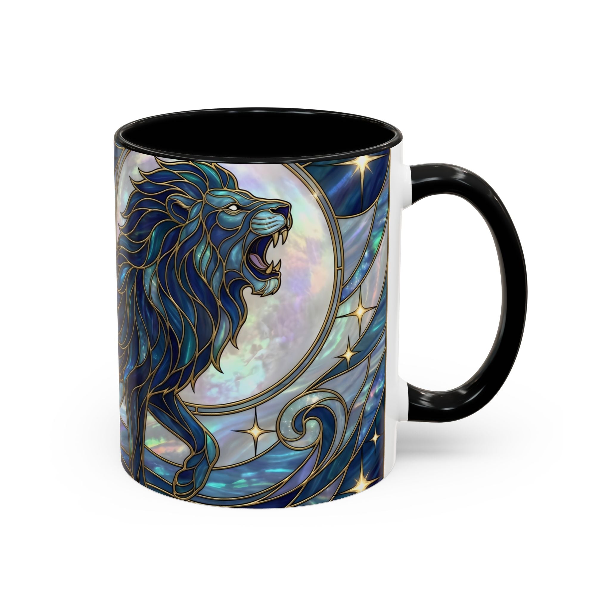 Sapphire Lion Stained Glass Style Mug