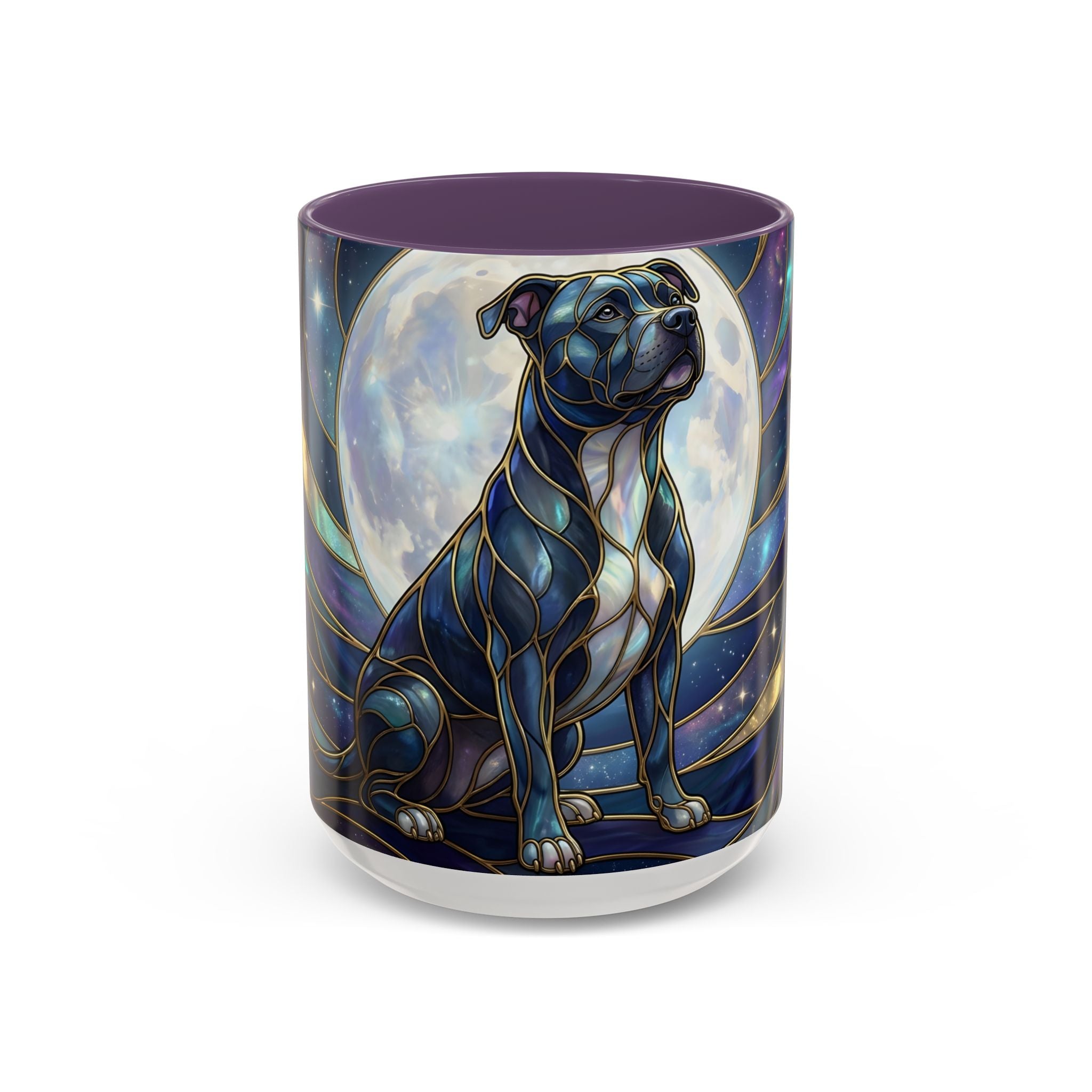 Moonlit Staffordshire Bull Terrier Stained Glass Style Mug