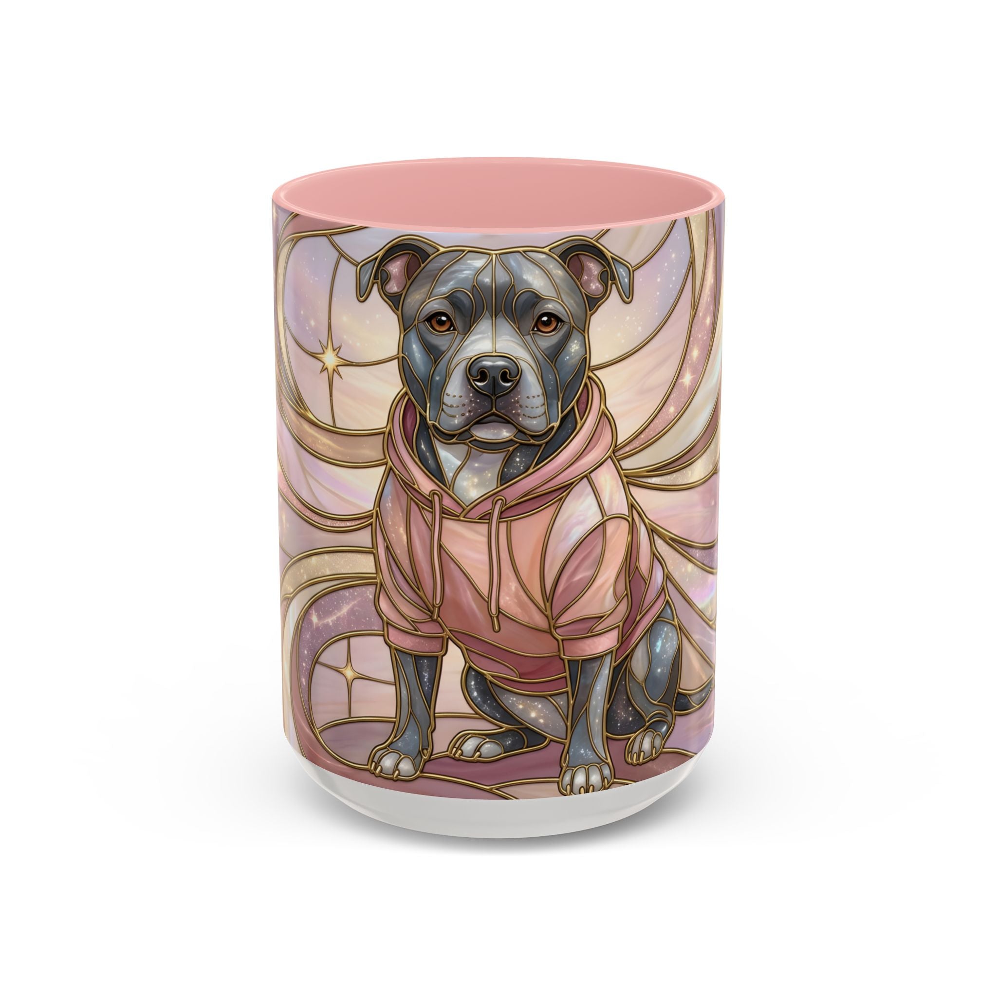 Pink Starlight Staffy Stained Glass Style Mug