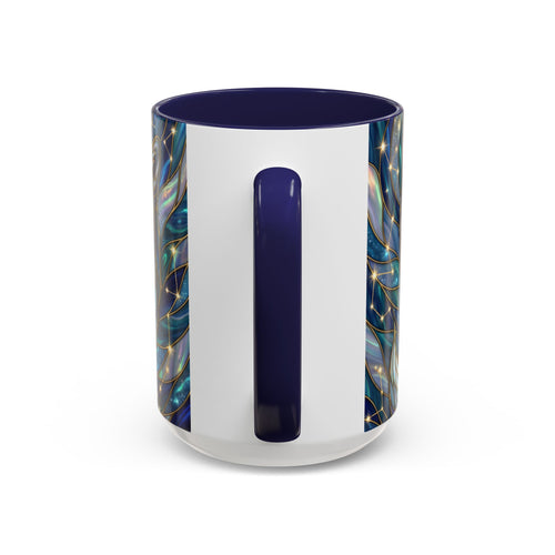 Celestial Blue Fox Stained Glass Style Mug