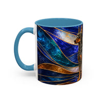 Blue Wave Doberman Pinscher Stained Glass Style Mug