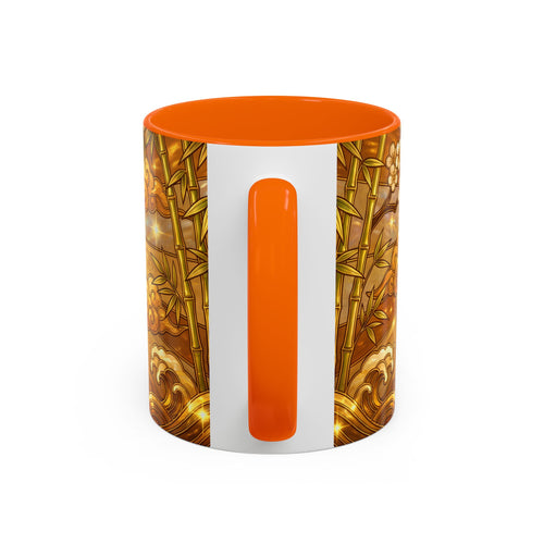 Golden Sakura Lion Stained Glass Style Mug