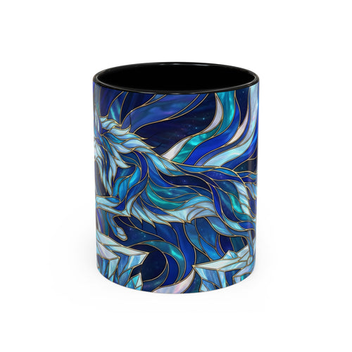 Cobalt Wolf Run Stained Glass Style Mug