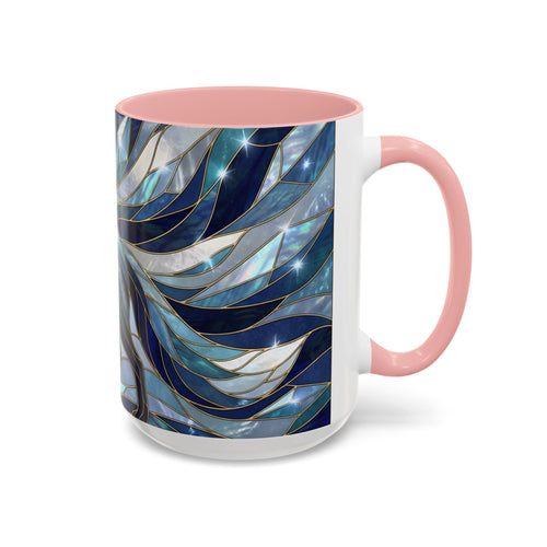 Icy Blue Fox Stained Glass Style Mug