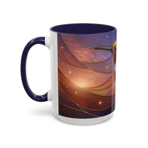 Sunset Sky Hummingbird Stained Glass Style Mug
