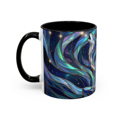 Aurora Howl Wolf Stained Glass Style Mug