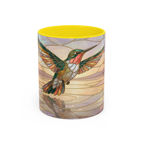 Serene Horizon Hummingbird Stained Glass Style Mug