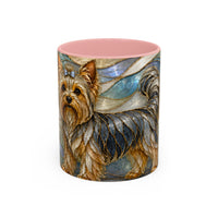 Blue Glow Yorkshire Terrier Stained Glass Style Mug