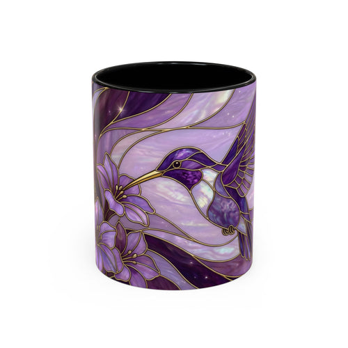 Purple Bloom Hummingbird Stained Glass Style Mug