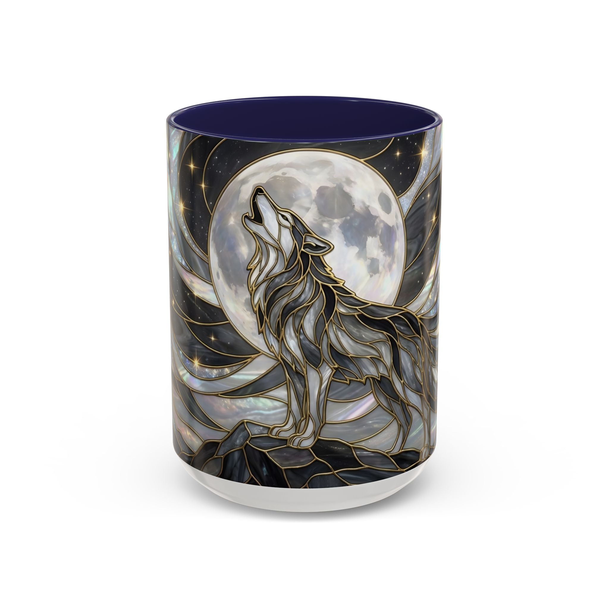 Midnight Wolf Stained Glass Style Mug