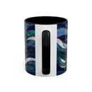 Celestial Blue Wolf Stained Glass Style Mug