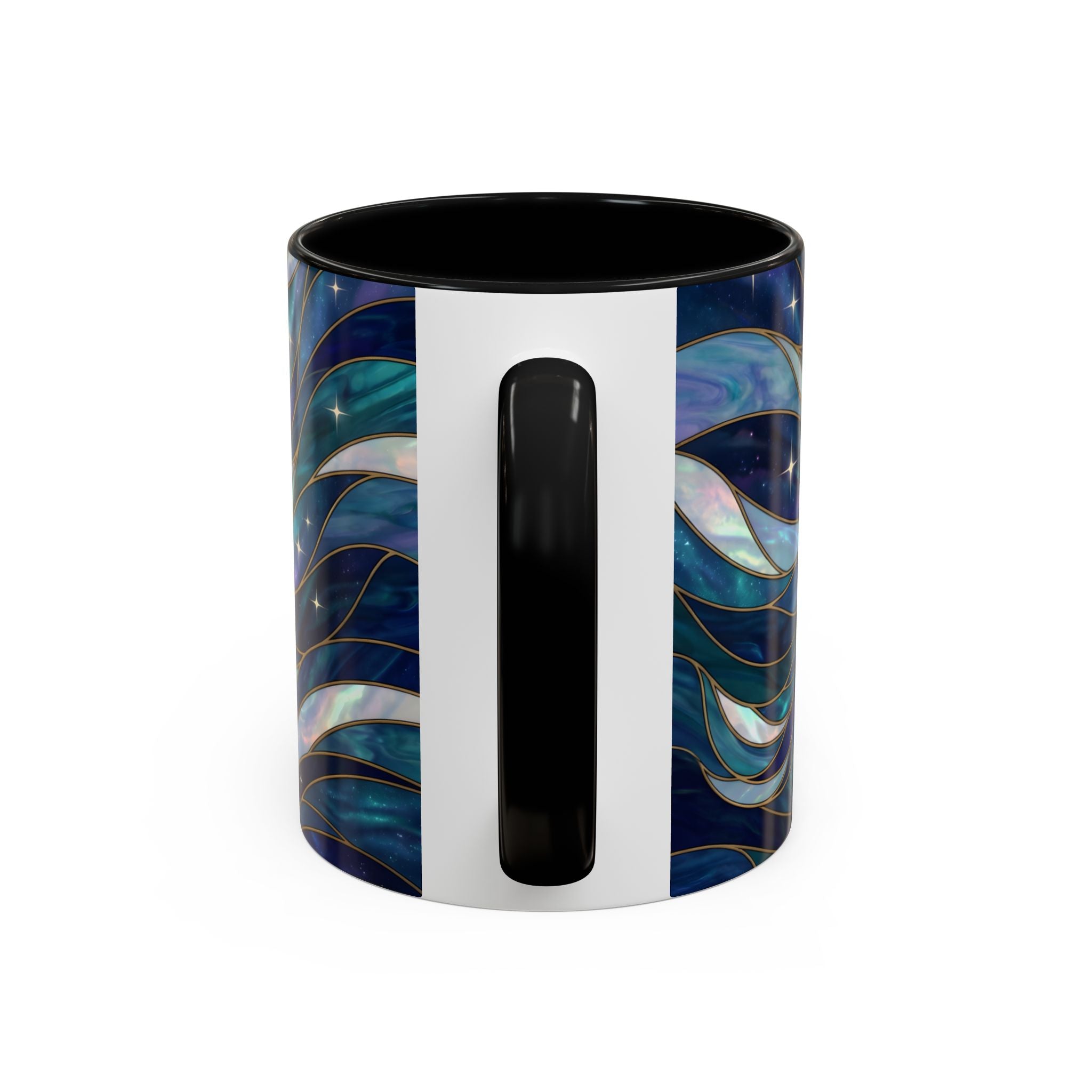 Celestial Blue Wolf Stained Glass Style Mug