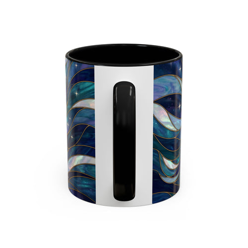 Celestial Moonlit Wolf Stained Glass Style Mug