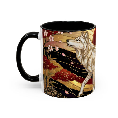 Sakura Wolf Stained Glass Style Mug