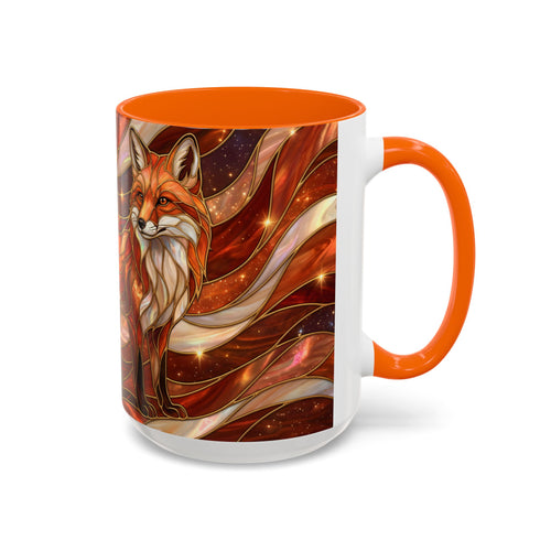 Ruby Glow Fox Stained Glass Style Mug