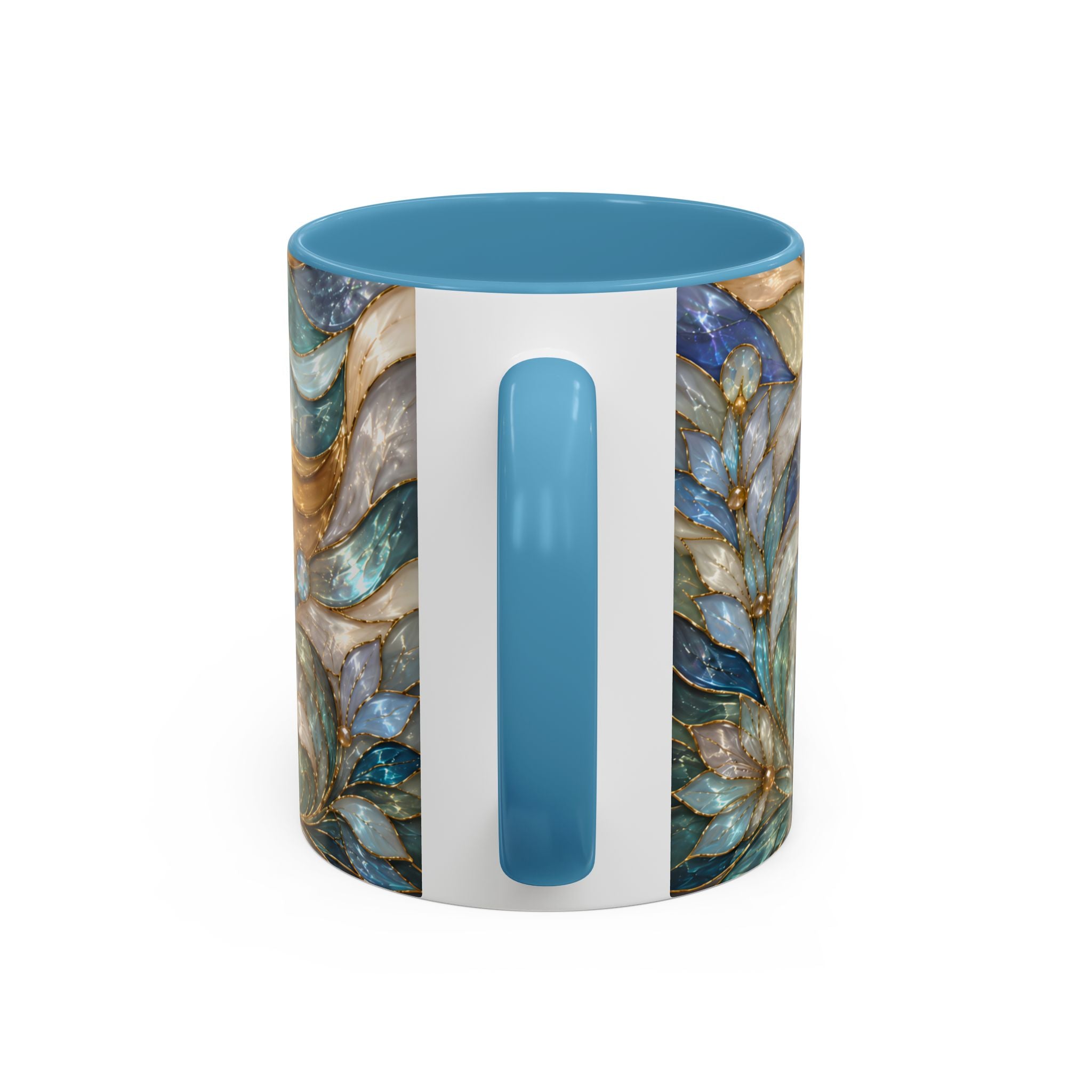 Blue Glow Yorkshire Terrier Stained Glass Style Mug