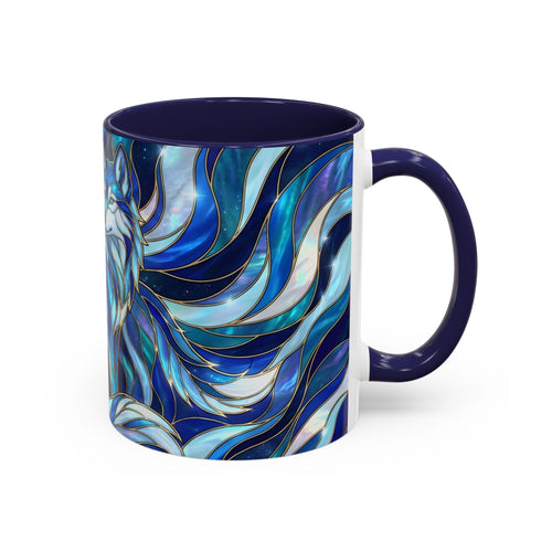 Cobalt Wolf Duo Stained Glass Style Mug