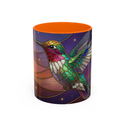 Sunset Sky Hummingbird Stained Glass Style Mug