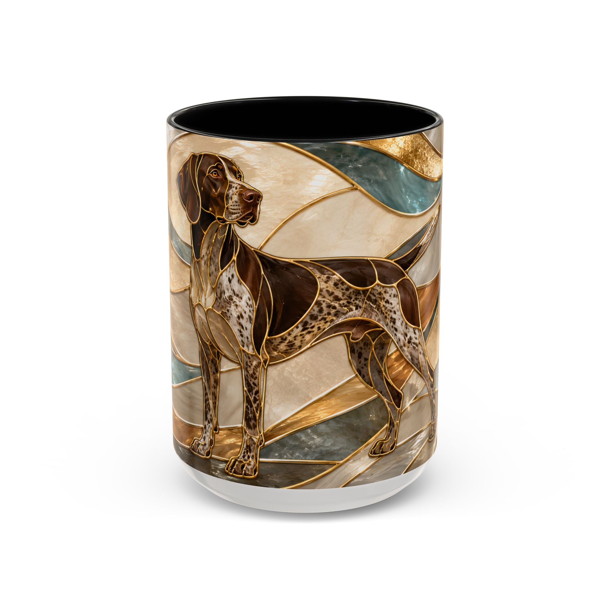 Warm Glow German Shorthaired Pointer Stained Glass Style Mug