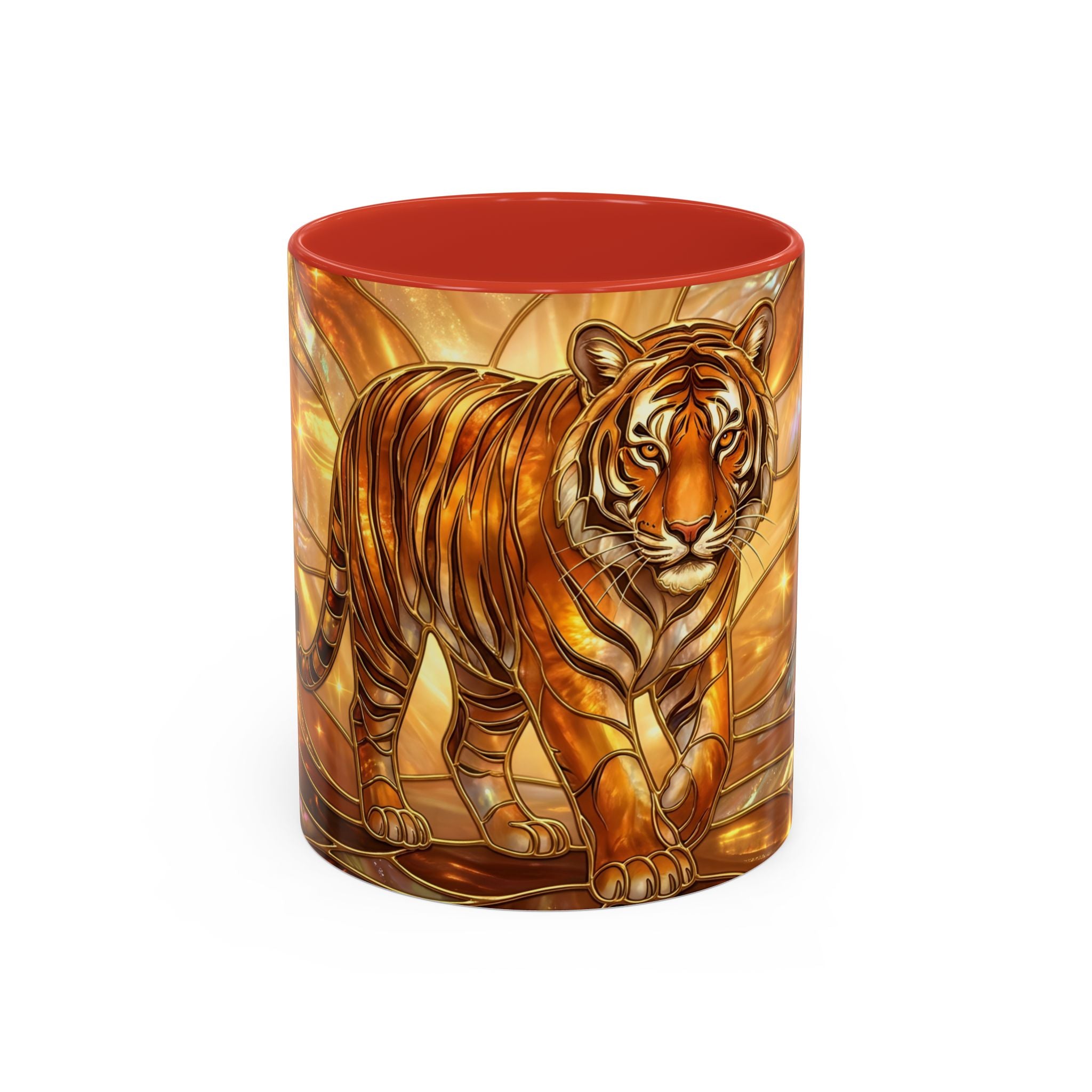 Golden Tiger Stained Glass Style Mug