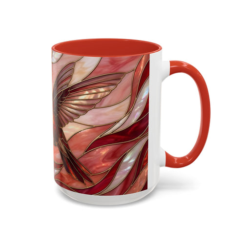 Scarlet Bloom Hummingbird Stained Glass Style Mug