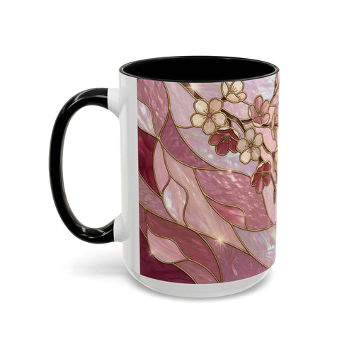 Pink Blossom Hummingbird Stained Glass Style Mug