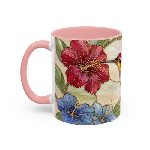 Garden Bloom Hummingbird Stained Glass Style Mug