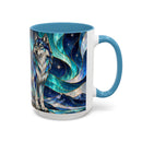 Northern Glow Wolf Stained Glass Style Mug