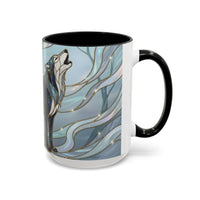 Mystical Blue Wolf Stained Glass Style Mug