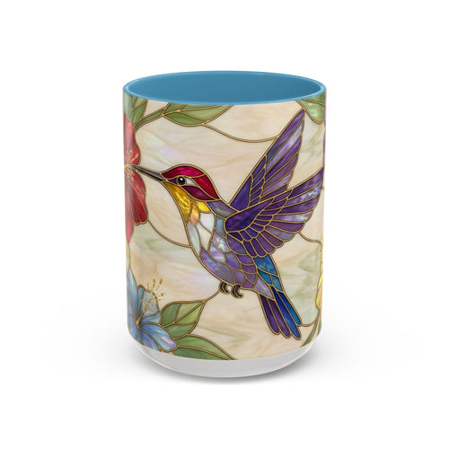 Garden Bloom Hummingbird Stained Glass Style Mug