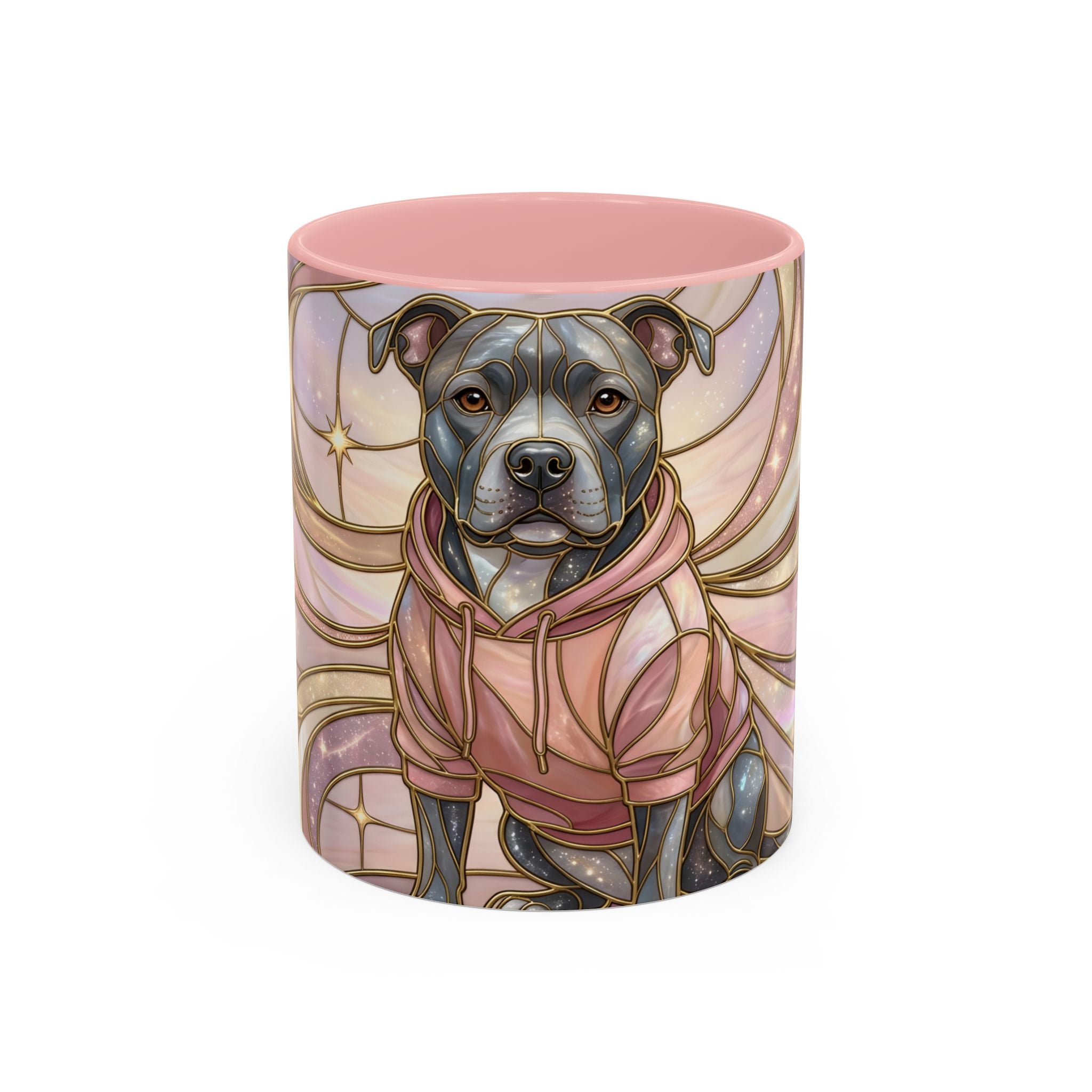 Pink Starlight Staffy Stained Glass Style Mug