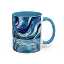 Cobalt Wolf Reflection Stained Glass Style Mug