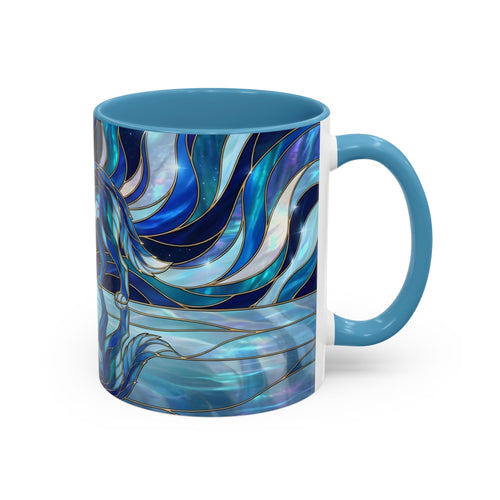 Cobalt Wolf Reflection Stained Glass Style Mug