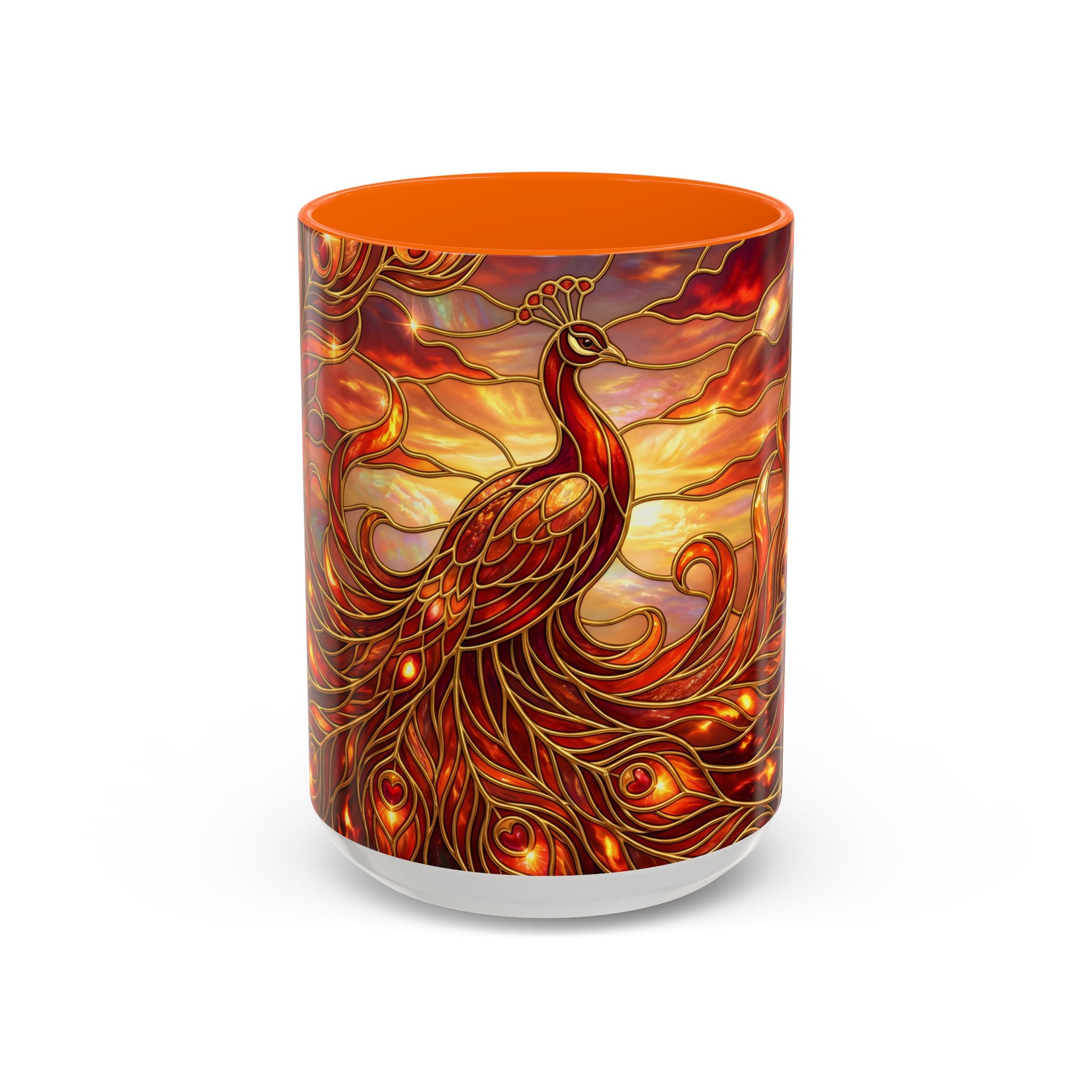 Sunset Peacock Stained Glass Style Mug
