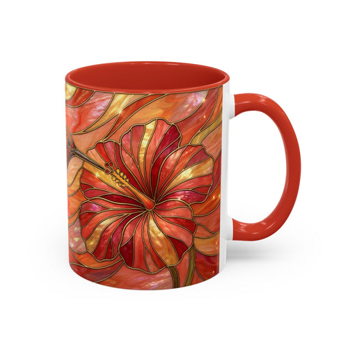 Hibiscus Glow Hummingbird Stained Glass Style Mug