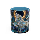Moonlit Howl Wolf Stained Glass Style Mug