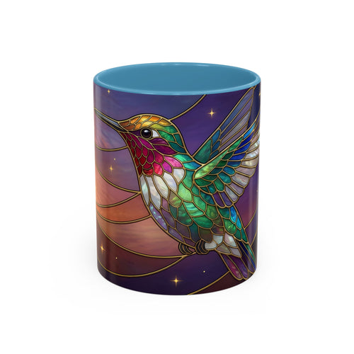 Sunset Sky Hummingbird Stained Glass Style Mug